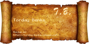 Torday Benke névjegykártya